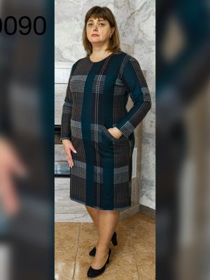 Сукня в клітинку темно зелена полоска