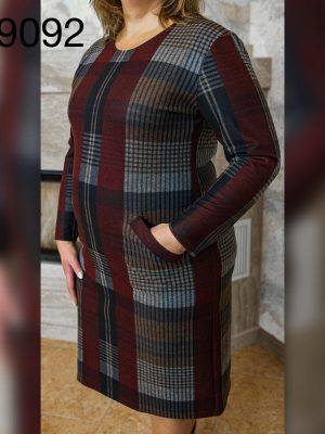 Сукня в клітинку темне бордо полоска