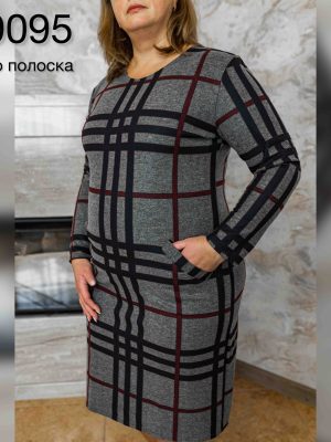 Сукня в клітинку бордо тонка полоска